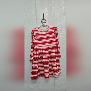 NWT 5/6 Red and White Striped Long Sleeve Dress Kids
